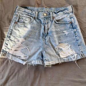 American Eagle Outfitters Ripped Jean Shorts - Light Blue